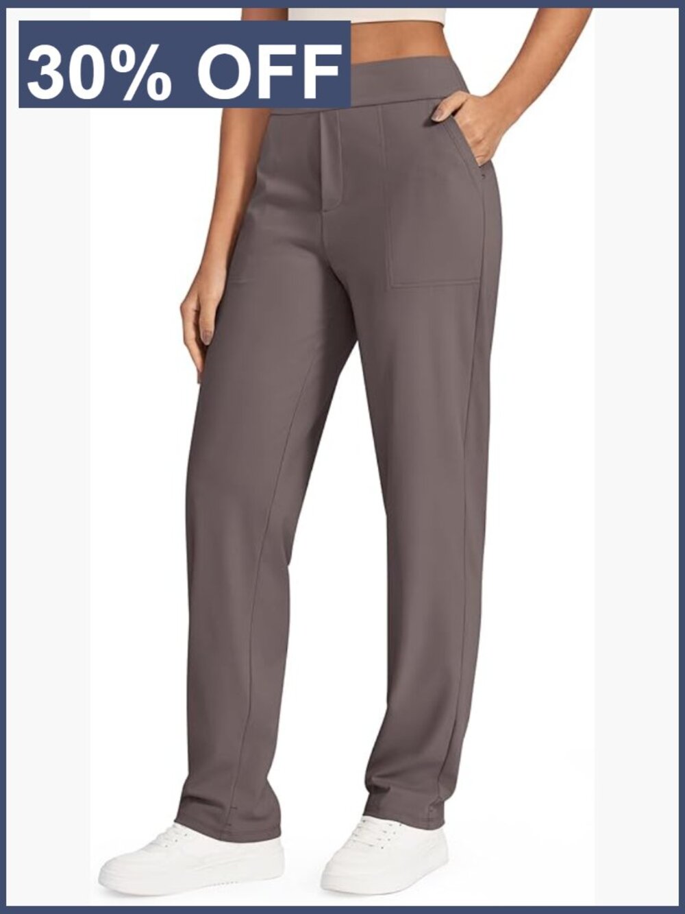 High Waist Straight Leg Yoga Dress Pants with Pockets
